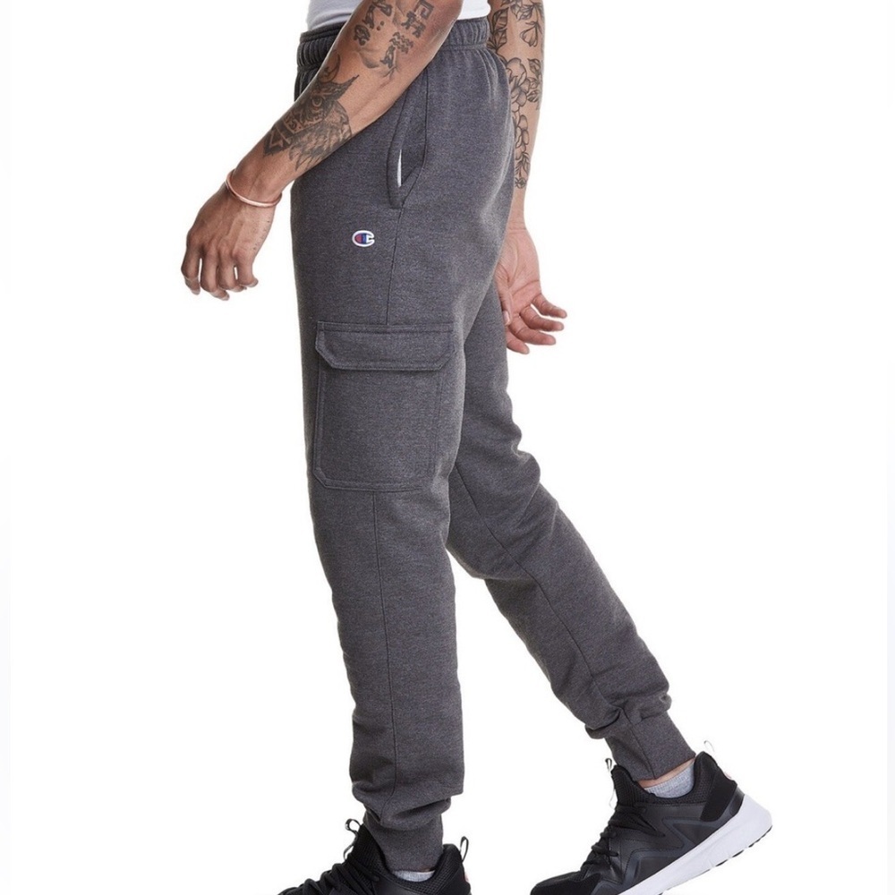 Champion Mens PowerBlend Gray Jogger Pants Sz S